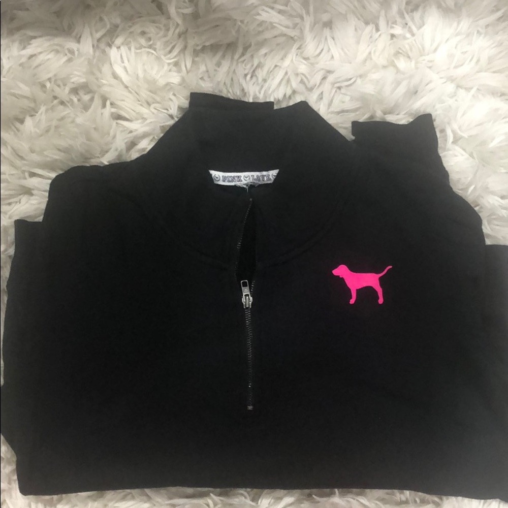 VS Pink black 3/4 zip sweater